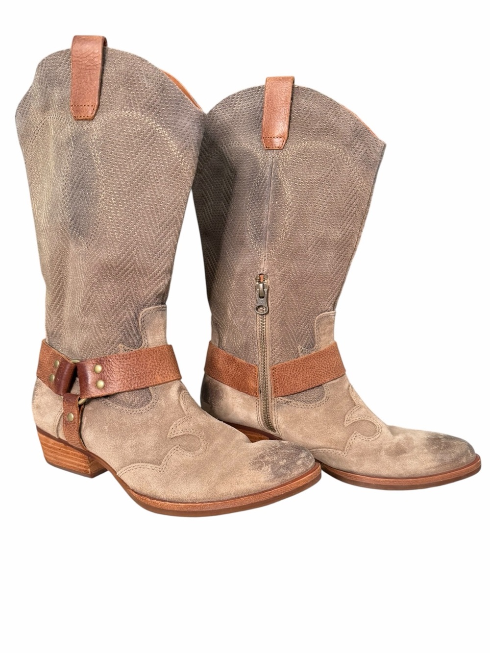 Kork-Ease Alvra Riding Boots Western Brown Distressed Leather Women’s Size 6.5
